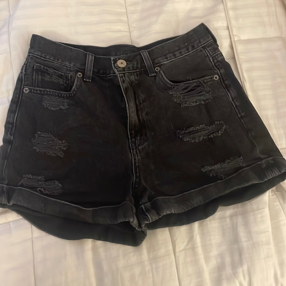 Black ripped Jean shorts from American eagle
